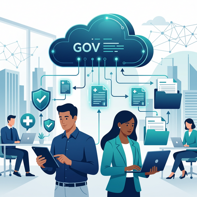 Ilustração de envio digital de dados médicos e segurança para o eSocial